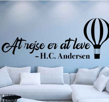 Hc andersen travel is to live citat wallsticker - TenStickers