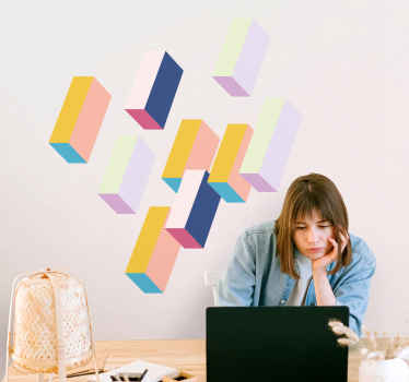 3D geometric pattern wall sticker - TenStickers