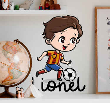 Vinilo fútbol infantil niño futbolista con nombre - TenVinilo