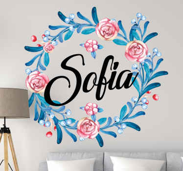 Winter flower crown with name sticker - TenStickers