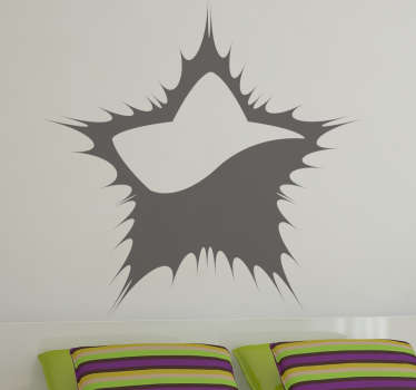 Original sticker of a bright star with a radiant effect. A cool decal from our star wall stickers set to decorate your walls at home.