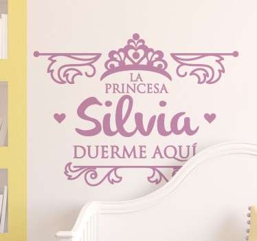 Pegatina personalizada princesa duerme - TenVinilo