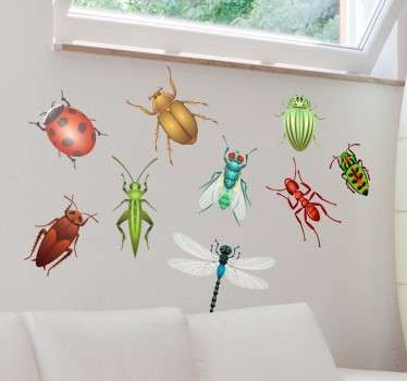 Different bug collection living room wall sticker - TenStickers
