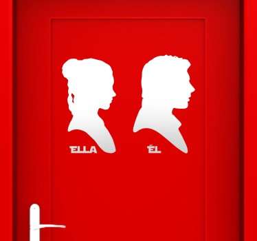 Vinilo para puerta lavabo él ella Star Wars - TenVinilo