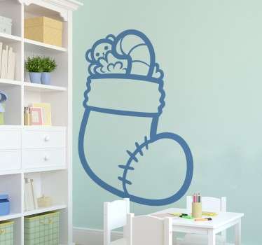 Vinilo infantil calcetín regalos navidad - TenVinilo