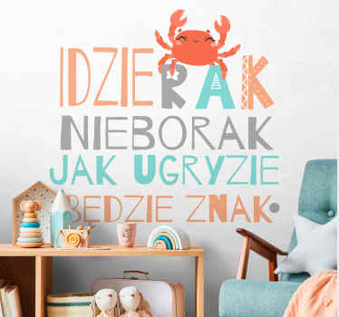 Naklejka na ścianę piosenki dla dzieci "idzie rak" - TenStickers