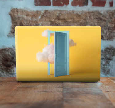 Stickers voor laptop open deur met wolken - TenStickers