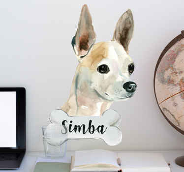 Sticker chien portrait de chien avec nom - TenStickers
