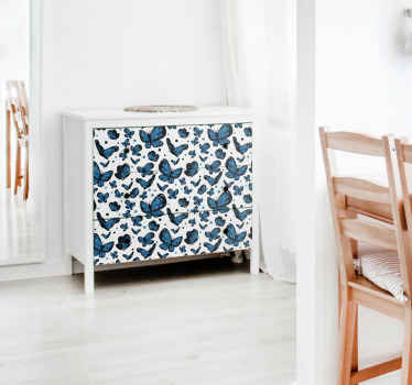 Meubel sticker blauwe vlinder patroon - TenStickers