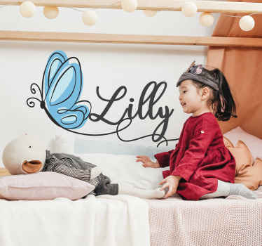 Sticker Papillon bleu personnalisable - TenStickers