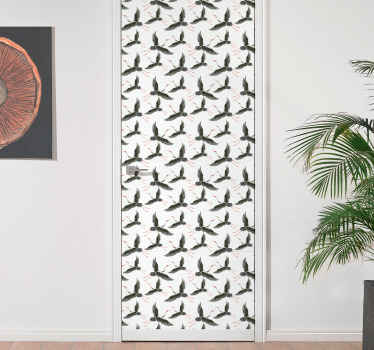 Deursticker patroon zwarte ooievaars - TenStickers
