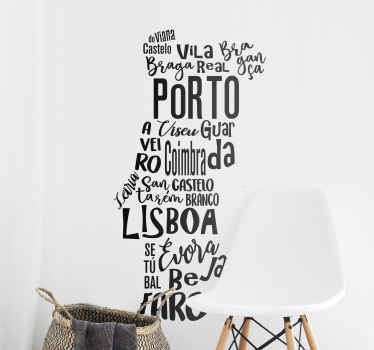 Autocolantes com cidades e países Mapa de portugal - TenStickers