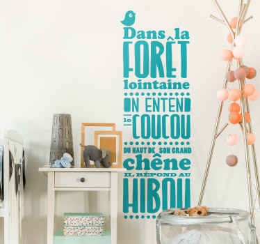 Sticker Comptine coucou hibou - TenStickers