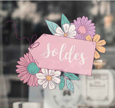 Sticker soldes vitrine fleurs printannières - TenStickers
