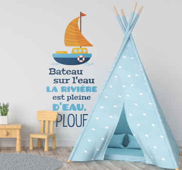 Sticker Comptine Bateau, sur l'eau - TenStickers