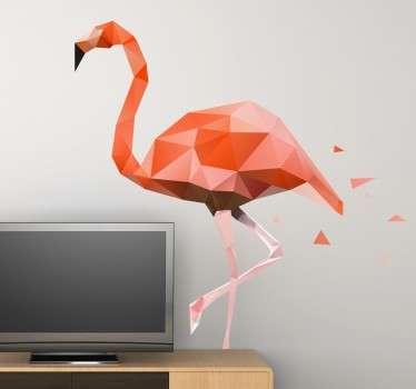 Geometric Pink Flamingo Wall Sticker - TenStickers