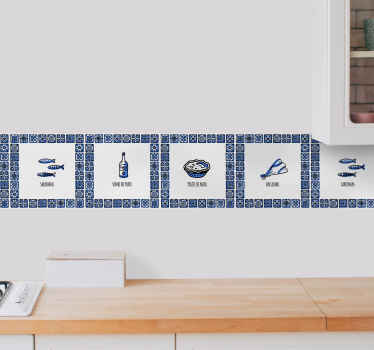 Autocolante azulejos desenhos de pebolim português - TenStickers