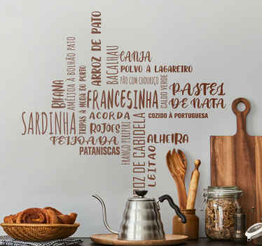 Autocolante para cozinha nuvem com pratos portugueses - TenStickers