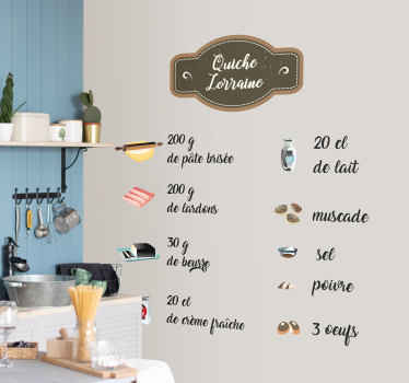 Sticker recette de cuisine quiche Lorraine - TenStickers