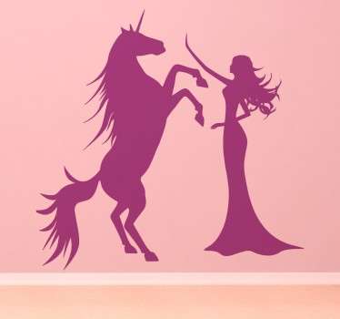 Princess & Unicorn animal wall sticker - TenStickers