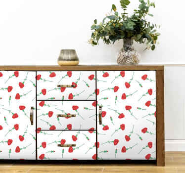 Vinilo para muebles con patrón de claveles - TenVinilo