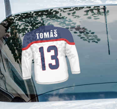 Nálepka hokejový dres na auto s menom - Tenstickers