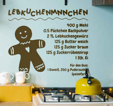 Wandtattoo Küche mit Lebkuchenmann Rezept - TenStickers