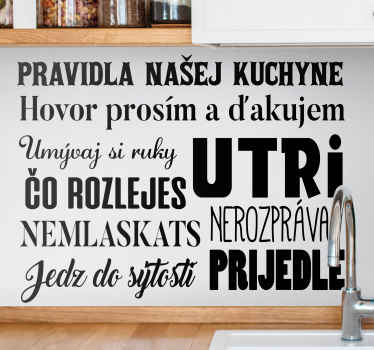 Nálepka na stenu pravidlá kuchyne - Tenstickers