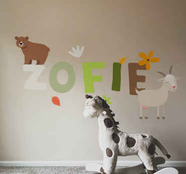 Nálepka s menom a zvieratkami - Tenstickers