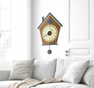 Sticker Horloge Coucou Suisse Style Bois - TenStickers