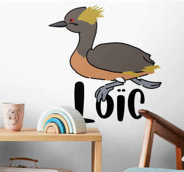 Sticker Grèbe à cou noir prénom personnalisable - TenStickers