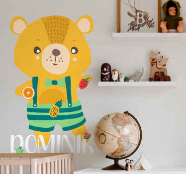 Nálepka na stenu plyšový macík s menom - Tenstickers