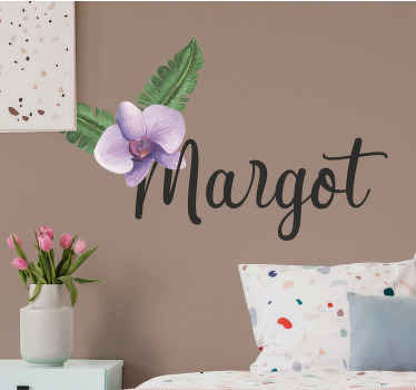 Sticker Fleurs orchidée prénom personnalisé - TenStickers