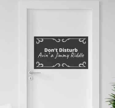 Jimmy riddle text door sticker - TenStickers