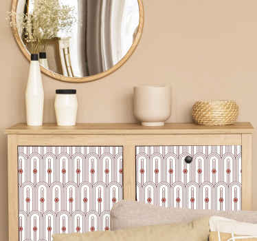 Sticker Meuble Art Déco motif rouge et blanc - TenStickers