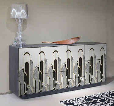 Sticker Meuble Art Déco motif gris et noir - TenStickers