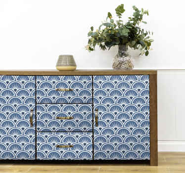 Sticker Meuble Art Déco motif bleu et blanc - TenStickers