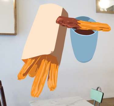 Vinilo decorativo chocolate con churros - TenVinilo