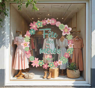 Sticker vitrine fleurs rondes pour la fête des mères - TenStickers