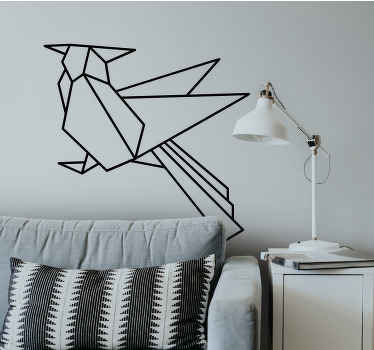 Vinilo pájaro picatroncos poligonal monocolor - TenVinilo
