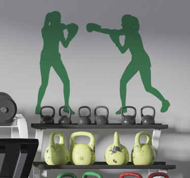 Vinilo silueta combate boxeadoras - TenVinilo