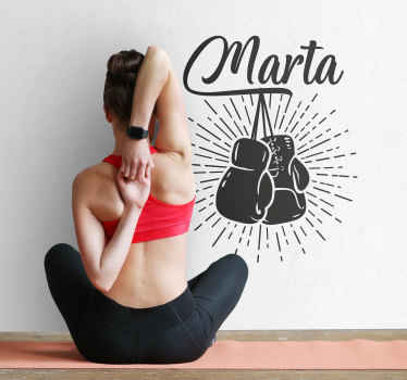 Vinilo guantes colgados con nombre - TenVinilo