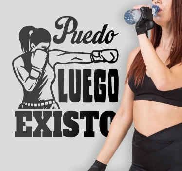 Vinilo frase motivacional boxeadora - TenVinilo