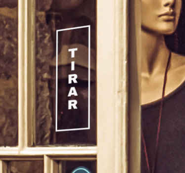 Señalética autoadhesiva cartel tirar vertical - TenVinilo