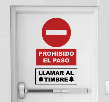 Vinilo para puerta Prohibido Timbre - TenVinilo