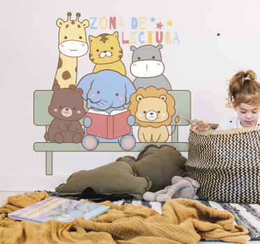 Vinilo educativo Zona de Lectura Animal - TenVinilo