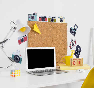 Vinilo pared dibujo cámaras - TenVinilo