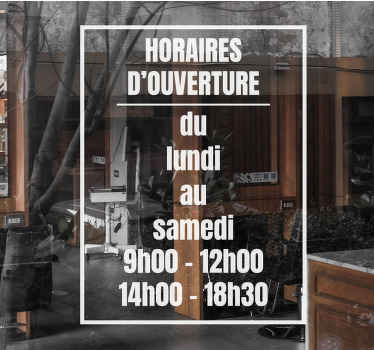 Sticker vitrine personnalisé horaires d'ouverture - TenStickers
