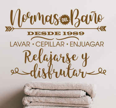 Vinilo para baño reglas de baño desde año personalizado - TenVinilo