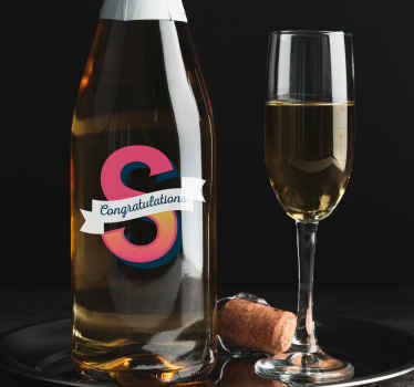 Congratulation Bottle Initial appliance sticker - TenStickers